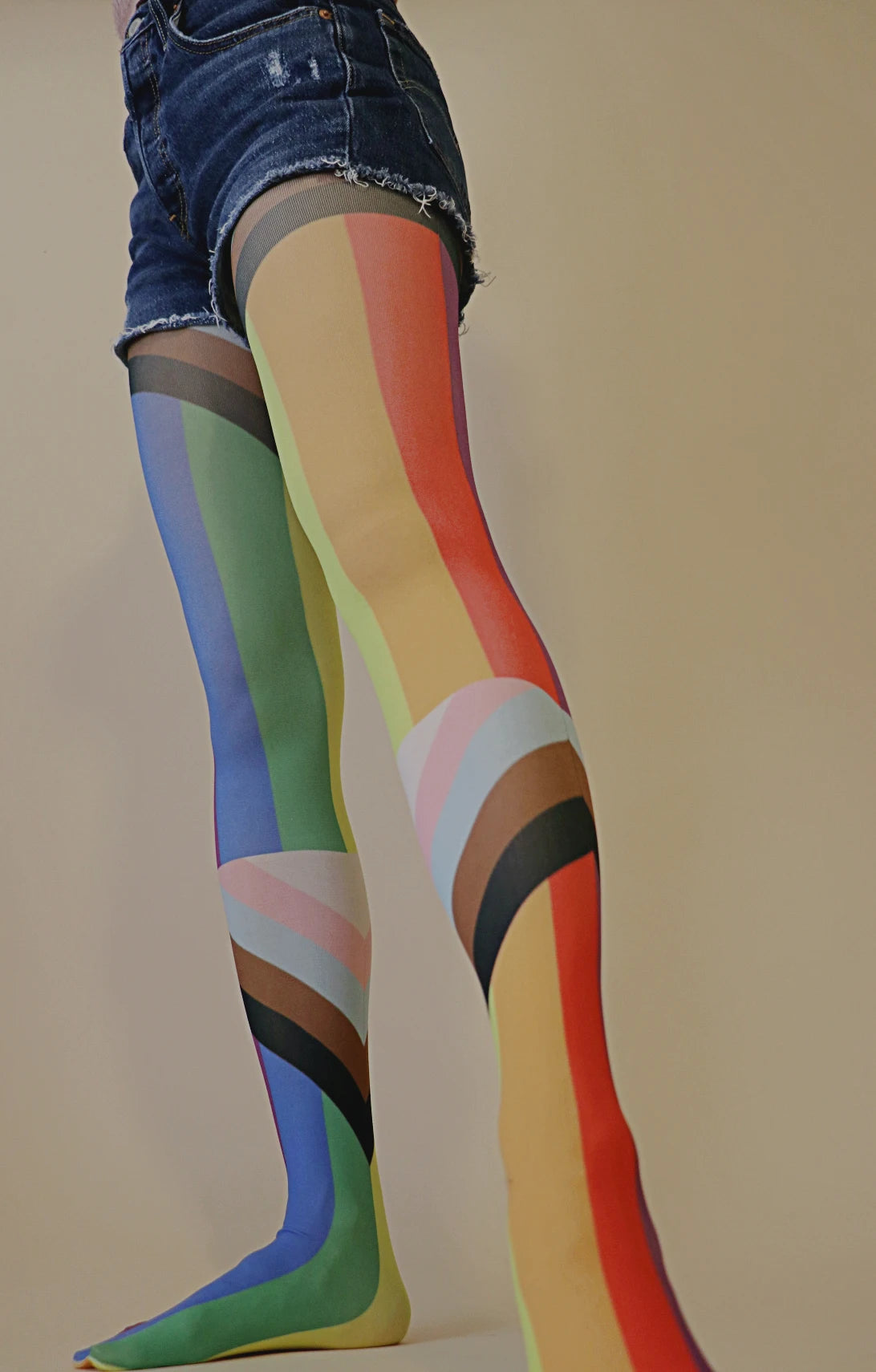 Fluffy Tori ~ Rainbow Pride Tights (Horizontal Stripes) by Indie Brand