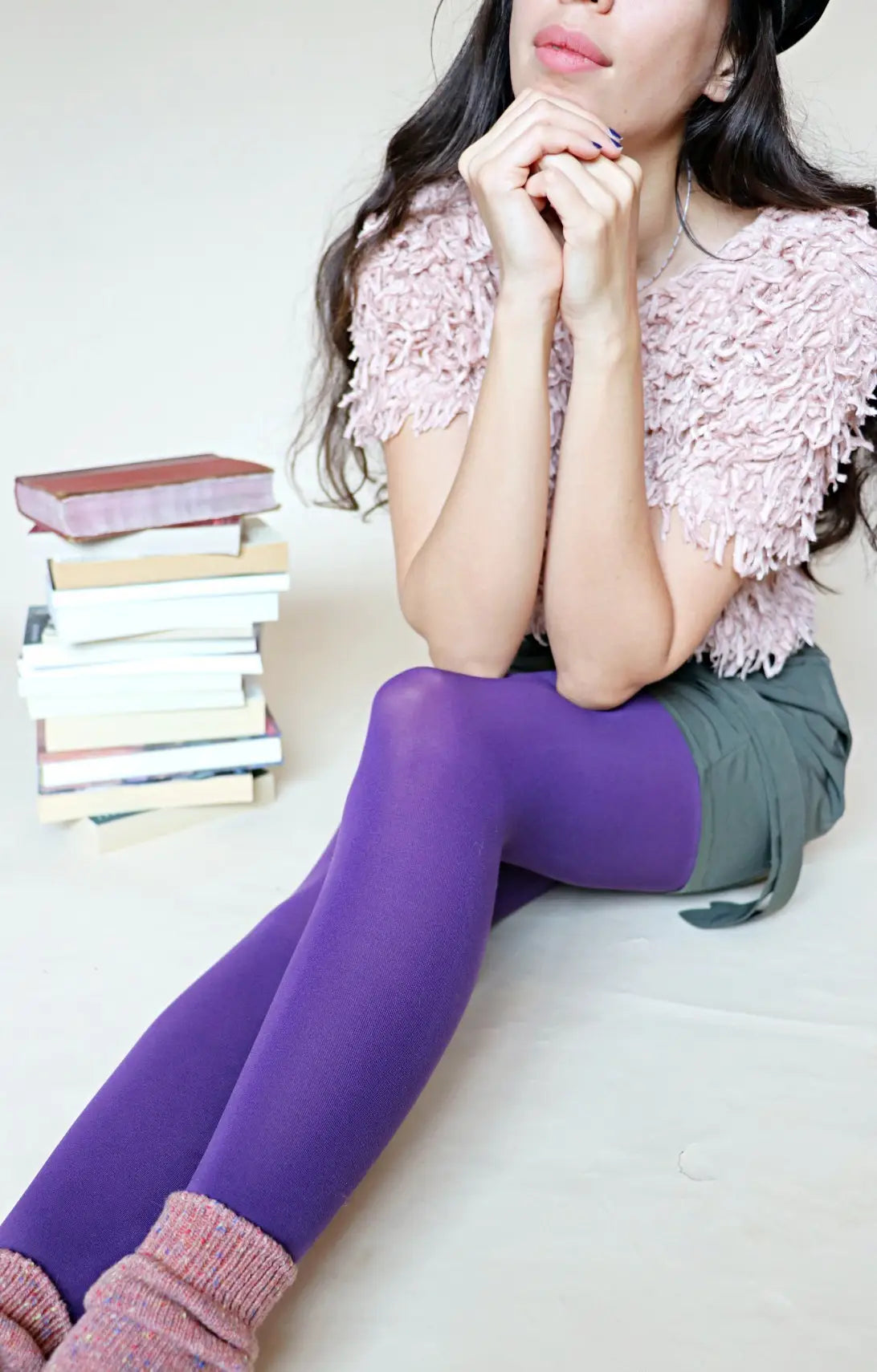 Opaque Footless Apple Coloured Tights