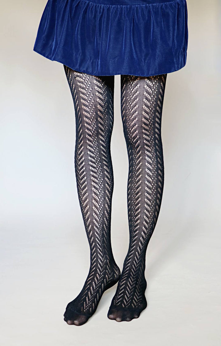 Black Chevron Pattern Tights