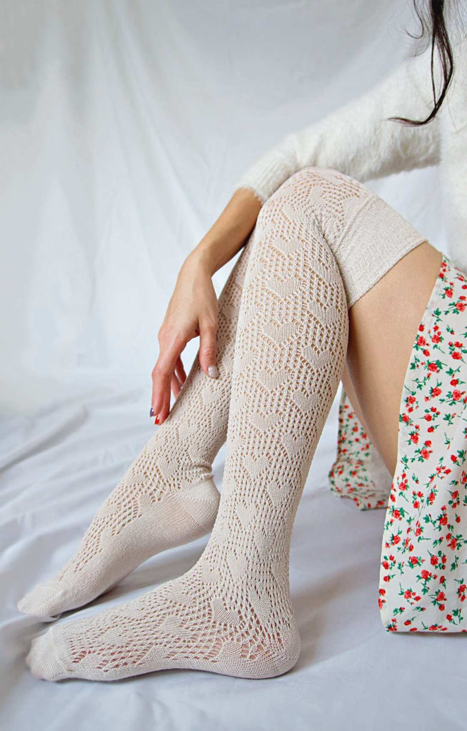 Crochet Socks | Heart Croched Over The Knee Socks – Tabbisocks