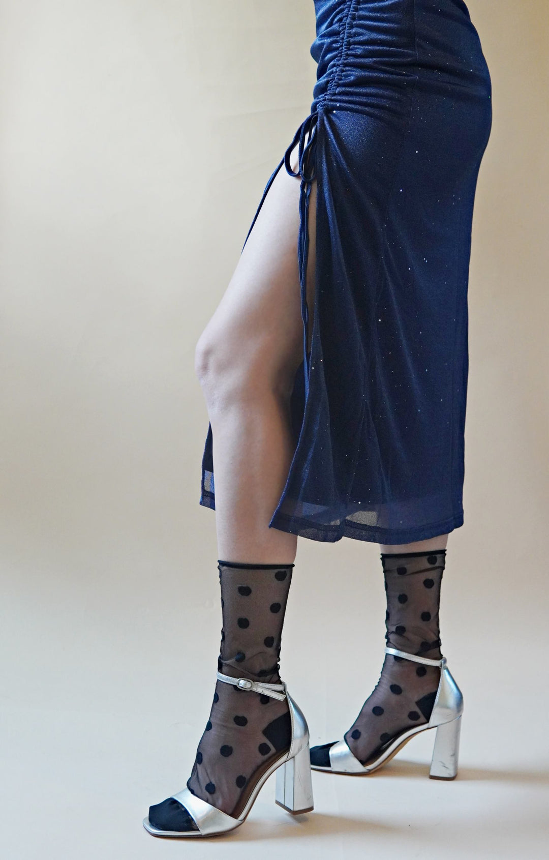 Black Polka Dots  Sheer Socks
