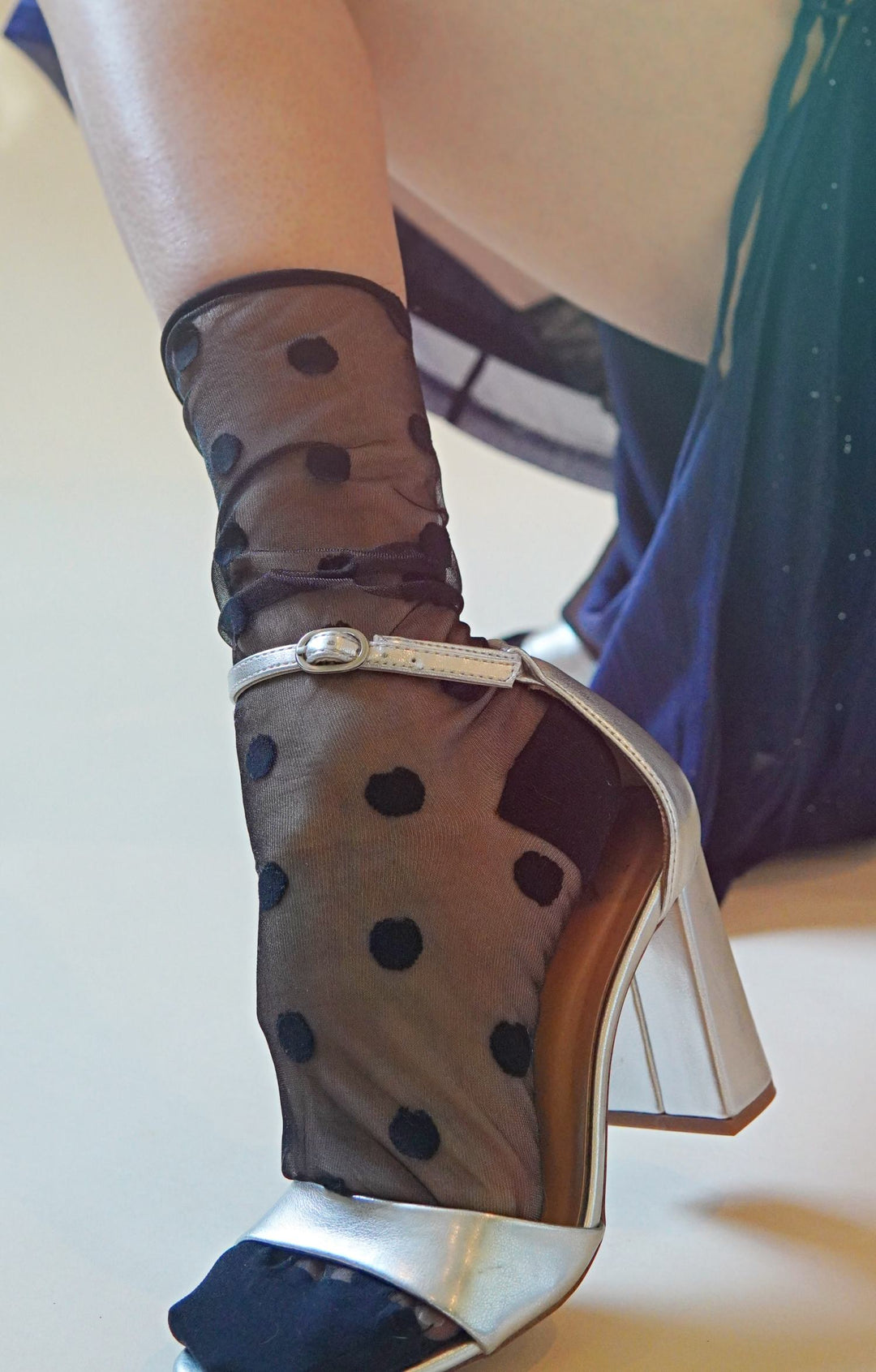 Black Polka Dots  Sheer Socks