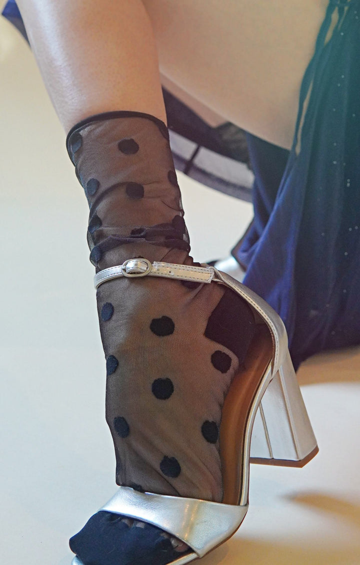 Black Polka Dots  Sheer Socks