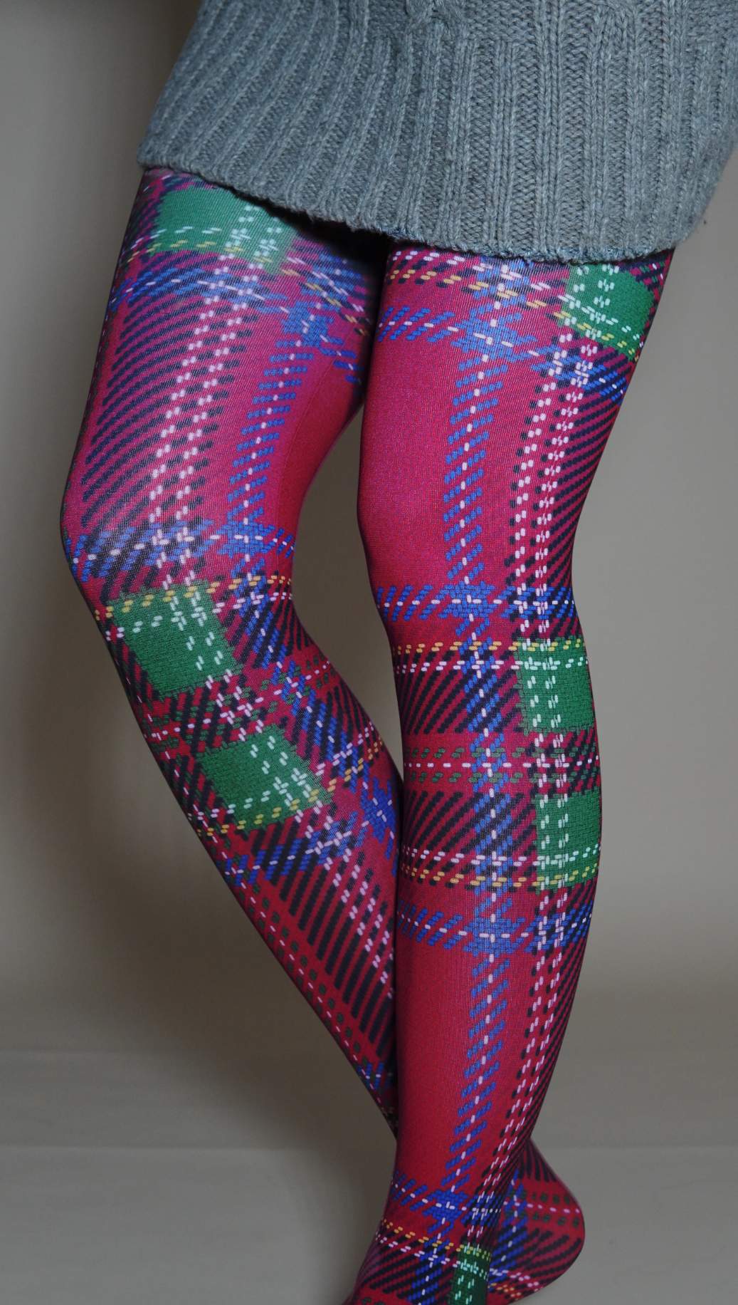 Pop Plaid Printed Tights