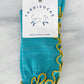 TABBISOCKS brand Ruffle Line Crew Socks in Mint with yellow-green point color