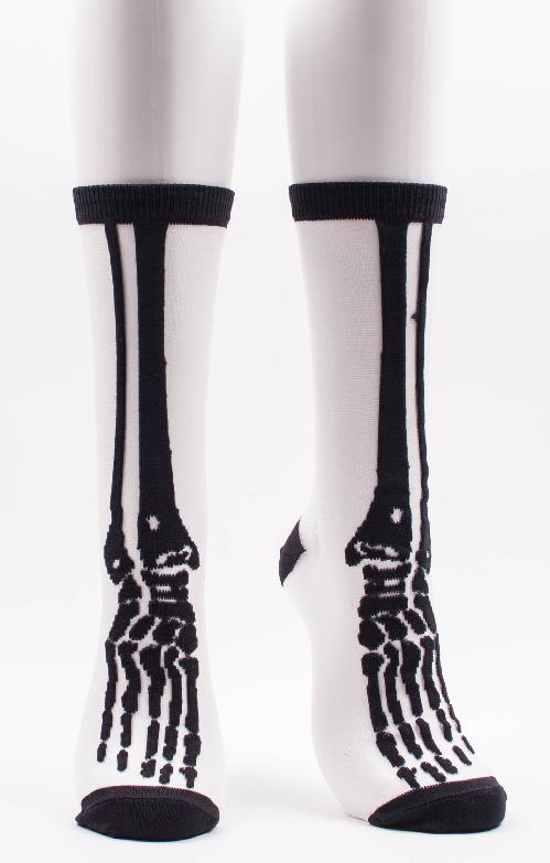Skeleton bone printed on sheer socks