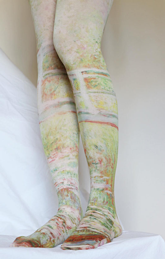 Tights from The Japanese Bridge Printed Tights by TABBISOCKS brand, overall light green in color