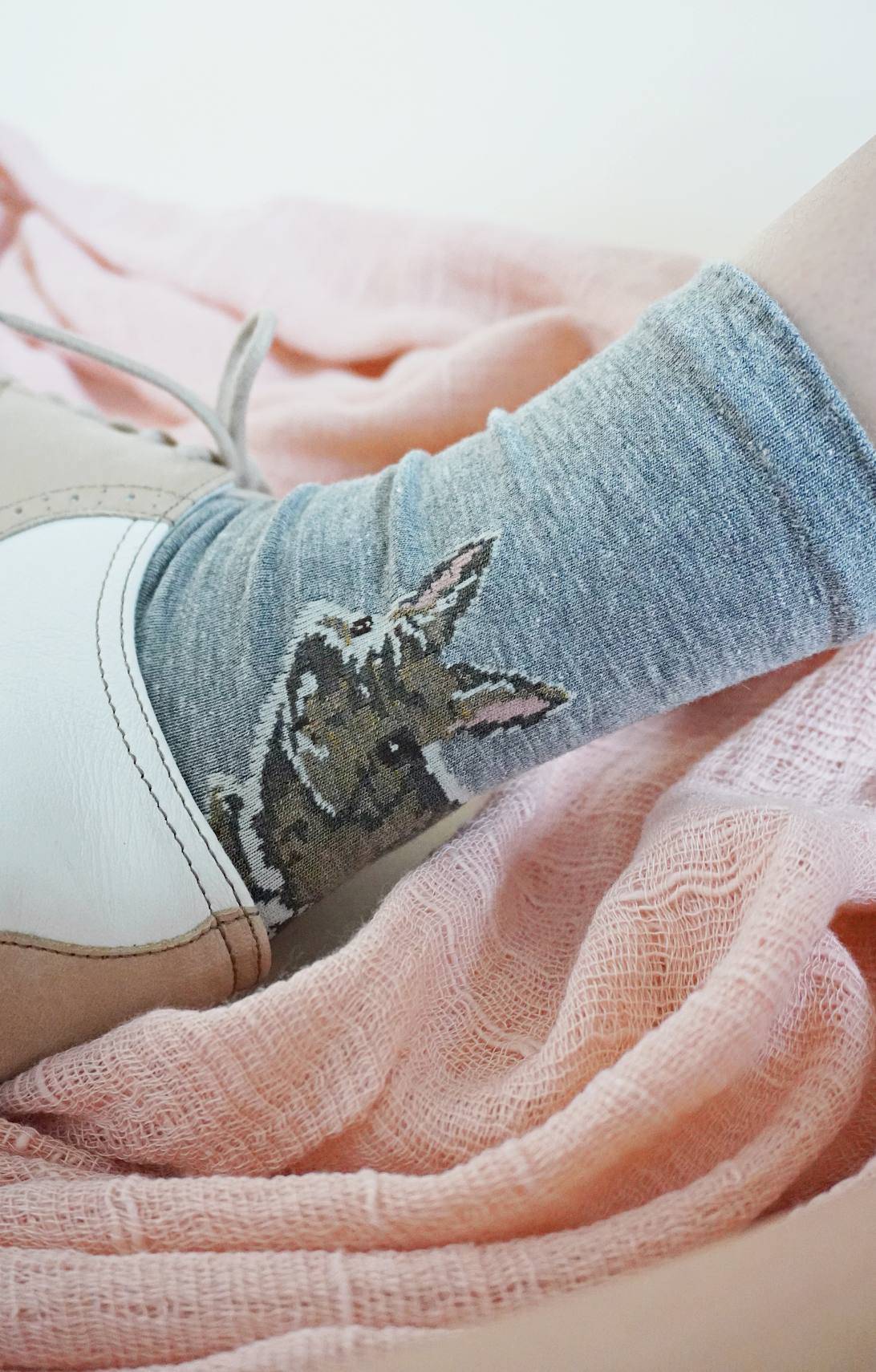 Grey  Women's Rabbit Crew Socks