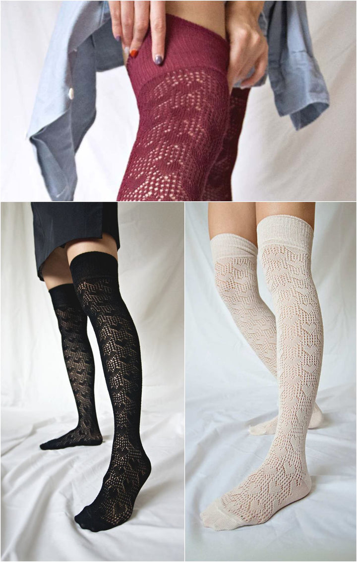 Heart Croched Over The Knee Socks