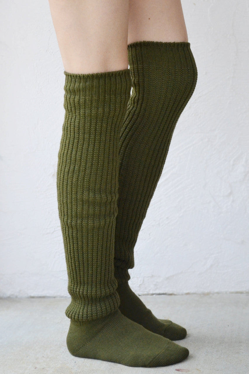 Leg Warmers Over the Knee, Green Thigh High Socks, Knit Socks