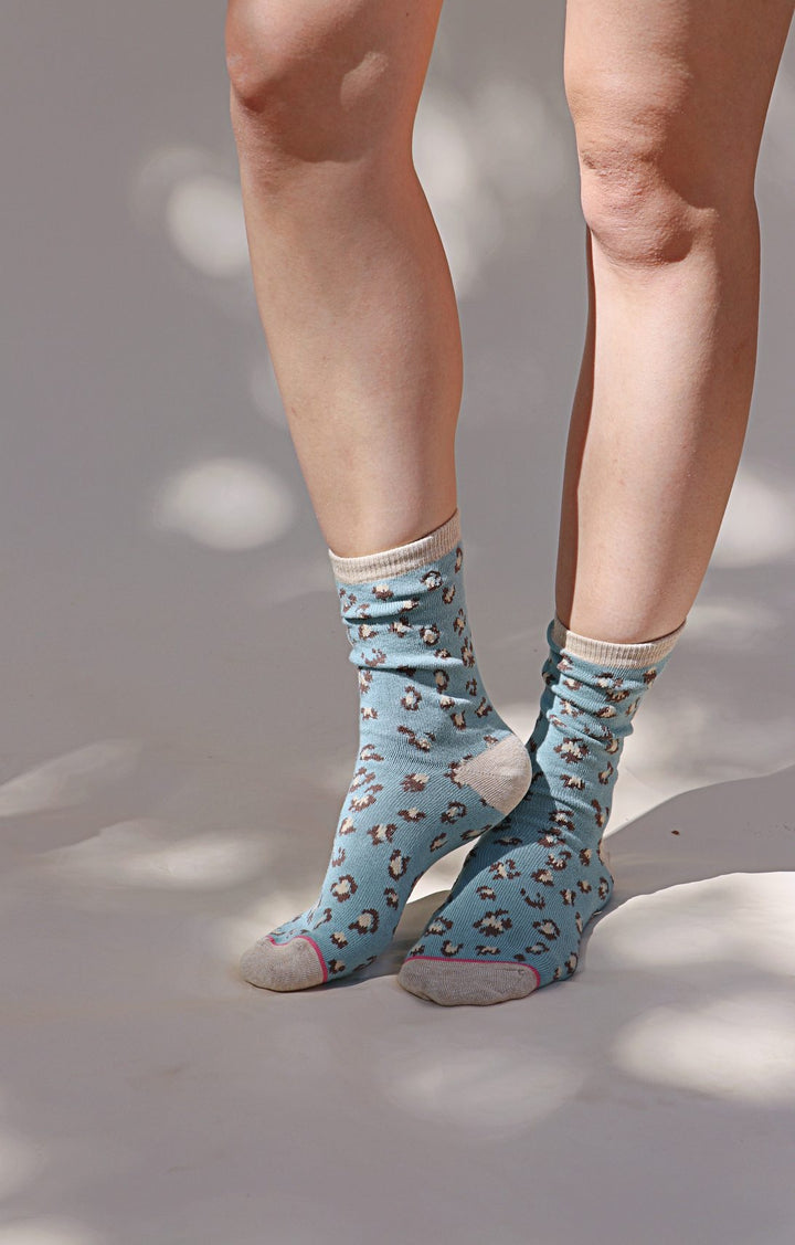 Light blue leopard socks