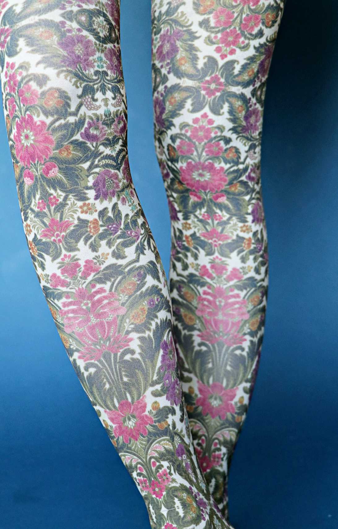 Denim Leggings with Pinkish Floral Pattern - Its All Leggings