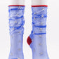 TABBISOCKS brand American Star Tulle Sheer Socks in BLUE SILVER STAR color with red point color