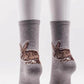TABBISOCKS brand Animal Rescue Pairs Bunny Rabbit Socks in grey fabric with brown rabbit illustration on the back