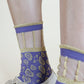 TABBISOCKS brand Golden Paisley Socks, AMETHYST, purple with gold Persian-like pattern embroidery