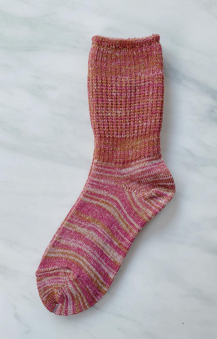 TABBISOCKS brand Lounge Scrunchy Crew Socks in Rose Mix