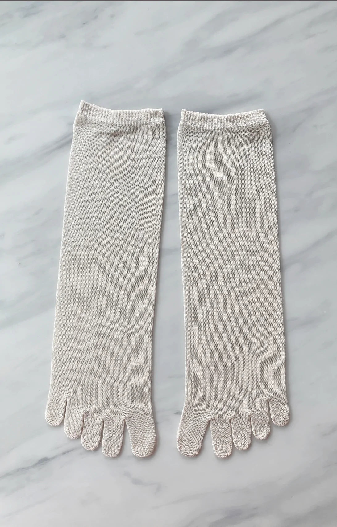 TABBISOCKS brand Washable 100% Finest Silk Toe Liner Socks in natural ivory color