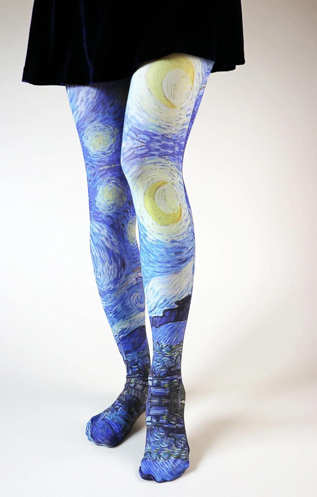 TABBISOCKS brand Van Gogh Collection with designs of THE STARRY NIGHT's works, overall yellow and navy blue color